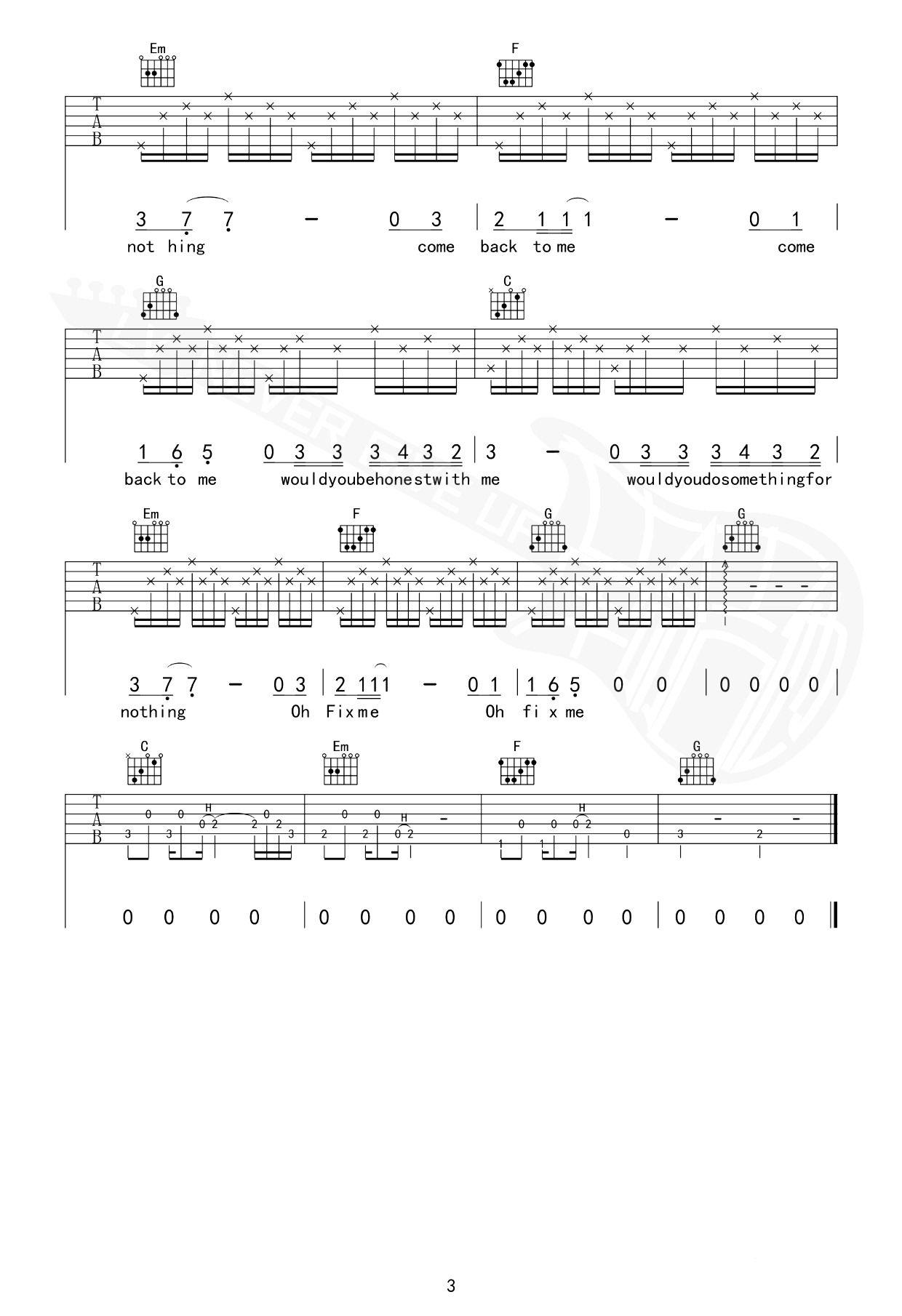 薛之谦-nothing吉他谱-C调-3