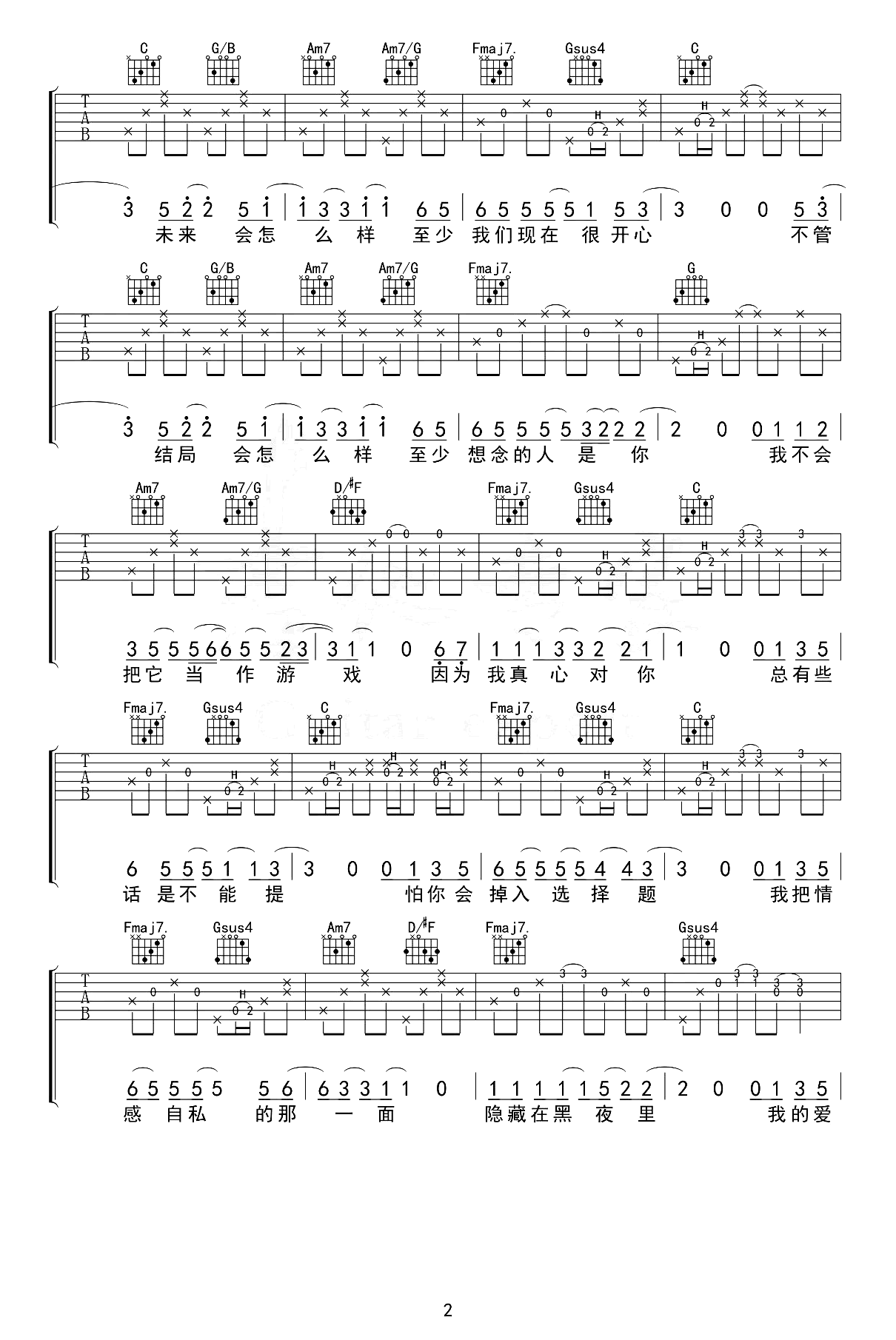 张震岳《小宇》吉他谱-吉他教学视频