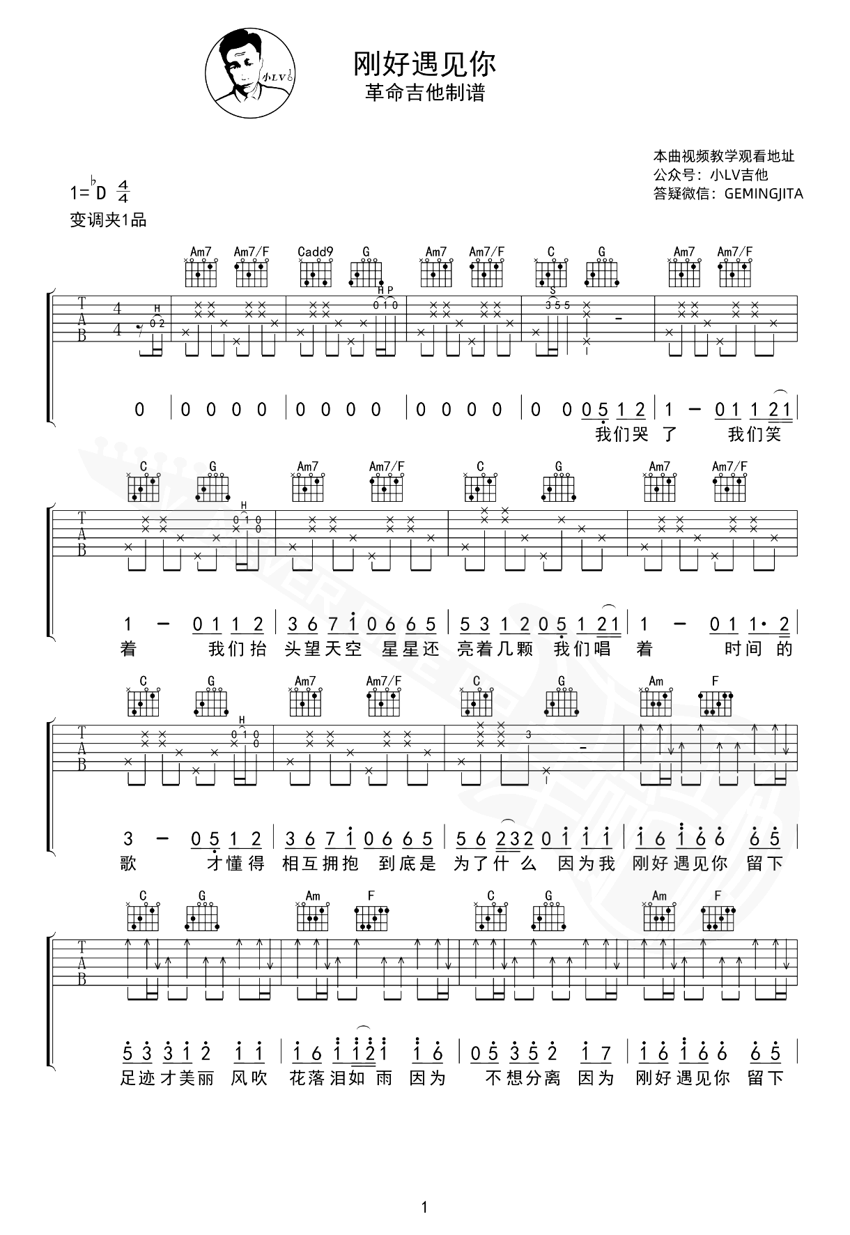 刚好遇见你吉他谱-李玉刚-吉他弹唱教学