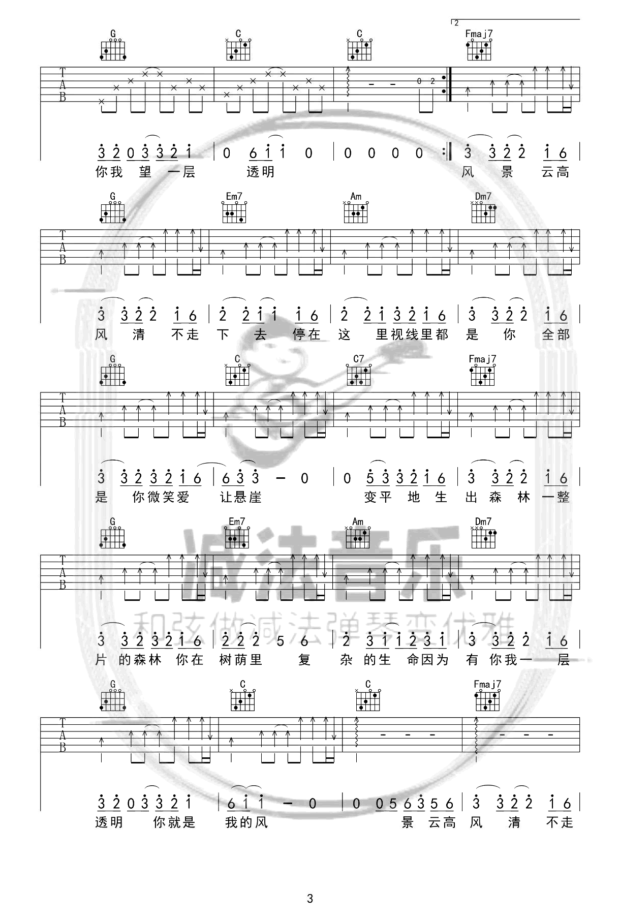 你是我的风景吉他谱-何洁-完整版