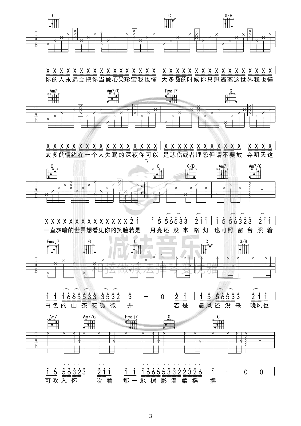 若月亮没来吉他谱-王宇宙Leto/乔浚丞-弹唱六线谱