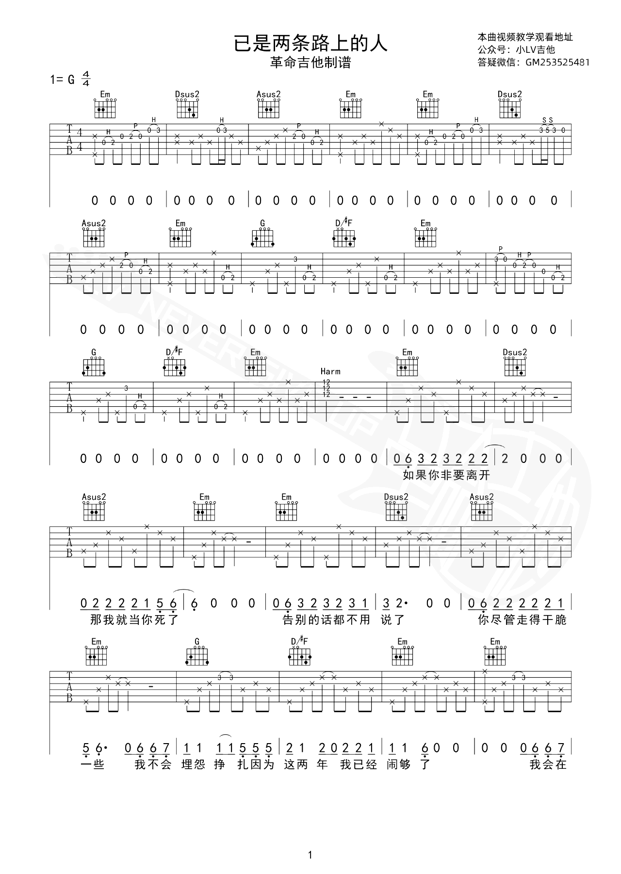 已是两条路上的人吉他谱-赵雷-弹唱教学视频
